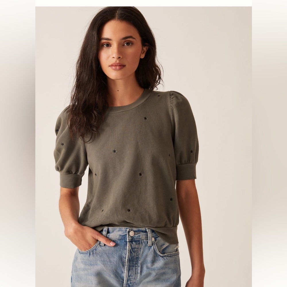 Anthropologie T.La Puff Sleeve Pullover Short Sleeve Sweatshirt XSP